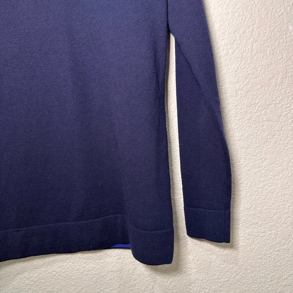 Banana Republic Navy Blue Extra Fine‎ Merino Wool V-Neck Sweater Womens XS